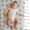 imageKyte Baby Soft Crib Sheet  Standard Fitted Crib Sheet Made with Rayon from Bamboo UltraGentle and Breathable Rust Rainbow on OatMulticolor