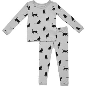 imageKYTE BABY Toddler Pajama Set  Pjs for Toddlers Made of Soft Bamboo Rayon MaterialBlack Cat