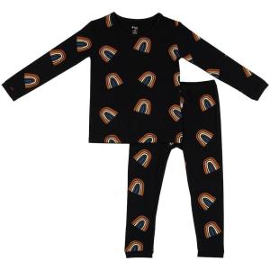 imageKYTE BABY Toddler Pajama Set  Pjs for Toddlers Made of Soft Bamboo Rayon MaterialRust Rainbow on Midnight