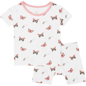 imageKYTE BABY Toddler Short Sleeve Pajama Set  Pjs for Toddlers Made of Soft Rayon Made From Bamboo MaterialButterfly
