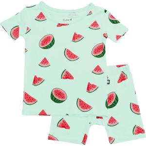 imageKYTE BABY Toddler Short Sleeve Pajama Set  Pjs for Toddlers Made of Soft Rayon Made From Bamboo MaterialWatermelon
