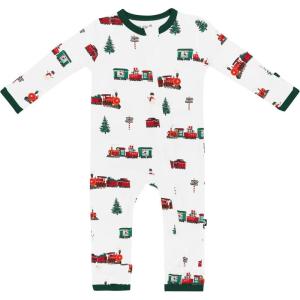 imageKYTE BABY Unisex Rayon Made From Bamboo Zippered Rompers 024 MonthsHoliday Train