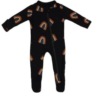 imageKYTE BABY Unisex Zipper Closure Footies Rayon Made From Bamboo 024 MonthsRust Rainbow on Midnight