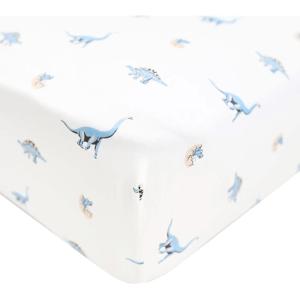 imageKyte Baby Soft Crib Sheet  Standard Fitted Crib Sheet Made with Rayon from Bamboo UltraGentle and Breathable Rust Rainbow on OatJurassic