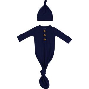 imageKYTE BABY Knotted Gown with Hat SetNavy