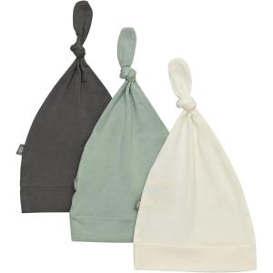 imageKYTE BABY Rayon Made from Bamboo Baby Beanie Hats  Super Soft Knotted Caps Available in Pattern and Solid Colors  3 PackCharcoalSageCloud