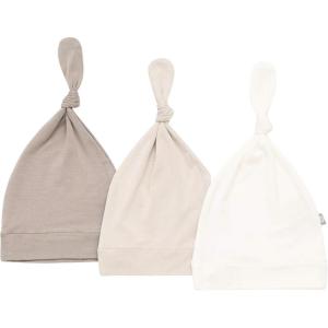 imageKYTE BABY Rayon Made from Bamboo Baby Beanie Hats  Super Soft Knotted Caps Available in Pattern and Solid Colors  3 PackClayOatCloud