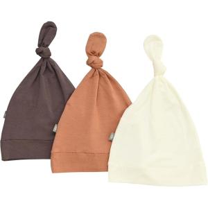 imageKYTE BABY Rayon Made from Bamboo Baby Beanie Hats  Super Soft Knotted Caps Available in Pattern and Solid Colors  3 PackCocoaSpiceCloud