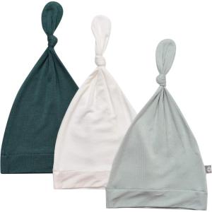 imageKYTE BABY Rayon Made from Bamboo Baby Beanie Hats  Super Soft Knotted Caps Available in Pattern and Solid Colors  3 PackEmeraldCloudSage