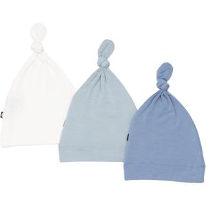 imageKYTE BABY Rayon Made from Bamboo Baby Beanie Hats  Super Soft Knotted Caps Available in Pattern and Solid Colors  3 PackFogCloudSlate