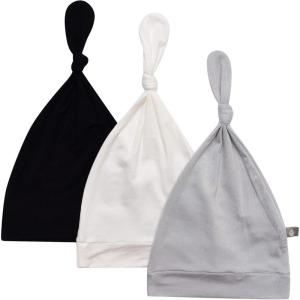 imageKYTE BABY Rayon Made from Bamboo Baby Beanie Hats  Super Soft Knotted Caps Available in Pattern and Solid Colors  3 PackMidnightCloudStorm