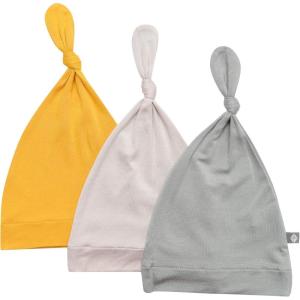 imageKYTE BABY Rayon Made from Bamboo Baby Beanie Hats  Super Soft Knotted Caps Available in Pattern and Solid Colors  3 PackMustardOatMoss