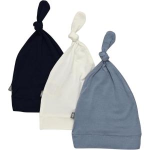 imageKYTE BABY Rayon Made from Bamboo Baby Beanie Hats  Super Soft Knotted Caps Available in Pattern and Solid Colors  3 PackNavyCloudSlate