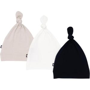 imageKYTE BABY Rayon Made from Bamboo Baby Beanie Hats  Super Soft Knotted Caps Available in Pattern and Solid Colors  3 PackOatCloudMidnight