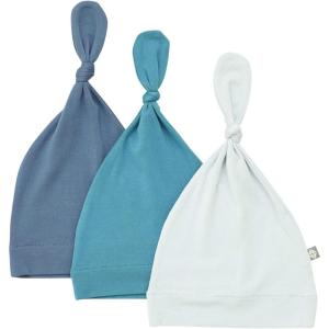 imageKYTE BABY Rayon Made from Bamboo Baby Beanie Hats  Super Soft Knotted Caps Available in Pattern and Solid Colors  3 PackSteelIceTeal