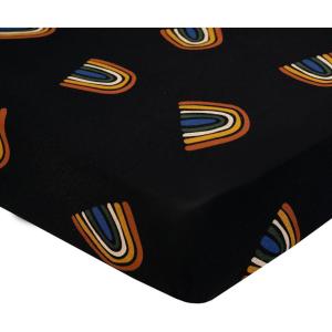 imageKyte Baby Soft Crib Sheet  Standard Fitted Crib Sheet Made with Rayon from Bamboo UltraGentle and Breathable SlateRust Rainbow on Midnight