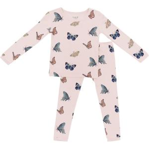imageKYTE BABY Toddler Pajama Set  Pjs for Toddlers Made of Soft Bamboo Rayon MaterialBlush Butterfly