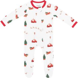 imageKYTE BABY Unisex Zipper Closure Footies Rayon Made From Bamboo 024 MonthsSanta Sleigh