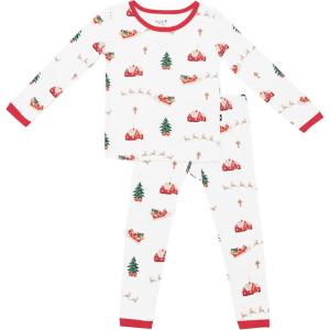 imageKYTE BABY Toddler Pajama Set  Pjs for Toddlers Made of Soft Bamboo Rayon MaterialSanta Sleigh