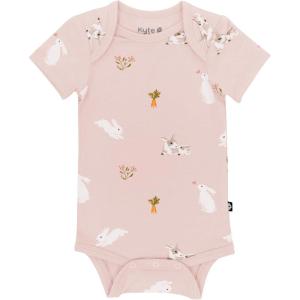 imageKYTE BABY Short Sleeve Unisex Baby Bodysuits Rayon Made From Bamboo MaterialBlush Rabbit