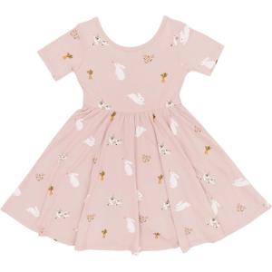 imageKYTE BABY Toddler Girls Twirl Dress  Ultra Soft Rayon Made from BambooBlush Rabbit