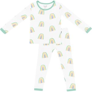 imageKYTE BABY Toddler Pajama Set  Pjs for Toddlers Made of Soft Bamboo Rayon MaterialWasabi Rainbow